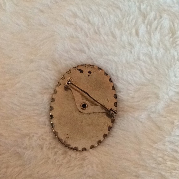 Cat Porcelain Cameo Pin Vintage - Picture 2 of 6